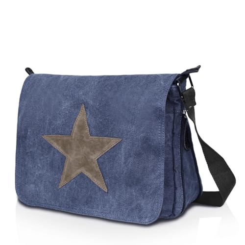 Glamexx24 Tasche Handtaschen Schultertasche Umhängetasche mit Stern Muster Tragetasche Laptoptasche Messenger Bag Herren für Arbeit Freizeit oder Schule