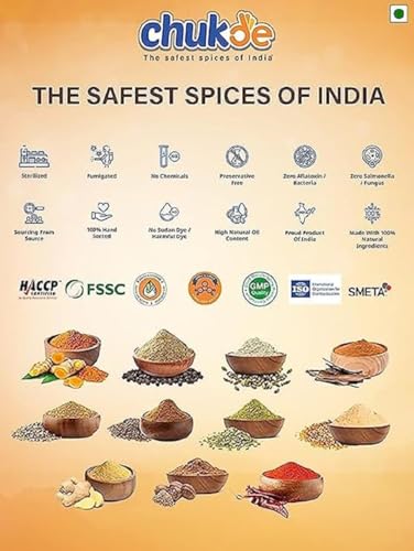 Image of Chukde Kashmiri Lal Mirch Sabut, Chilli Stemless Whole Spices, 100g (Pack of 3)