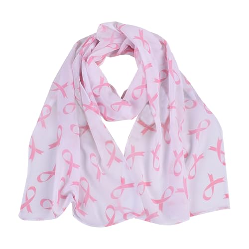 Women's Pink Ribbon Breast Cancer Symbol Scarf,Women's Lightweight Soft Sheer Ribbon Silk Feeling Scarfs,Saint Patricks Day Scarf,Breast Cancer Awareness Scarves