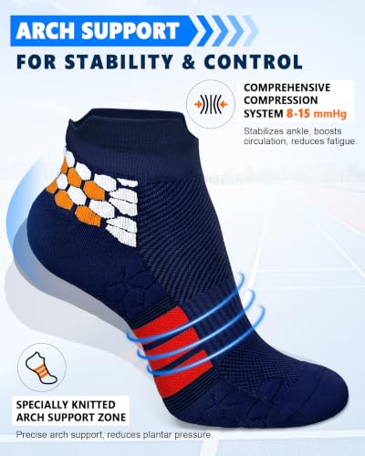 Image of 5 Pairs Copper Compression Socks for Women & Men - Ankle Plantar Fasciitis Arch Support Running Socks for Athletic