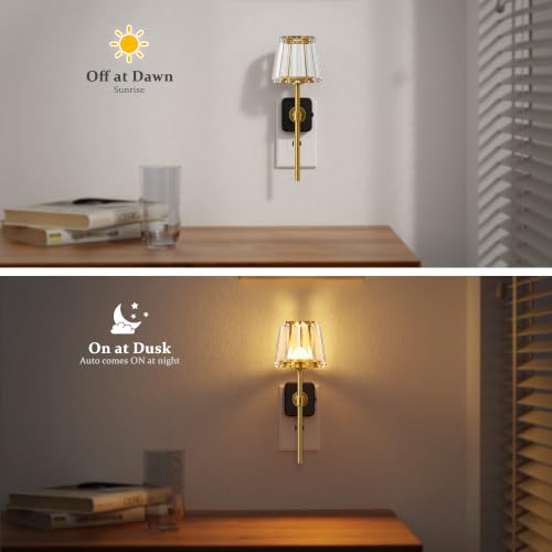 Image of JandCase Night Lights Plug into Wall, 2 Pack Vintage Nightlights | Dusk to Dawn Sensor, 0-100LM Dimmable, Crystal Lamp for Living Room Bedroom Hallway