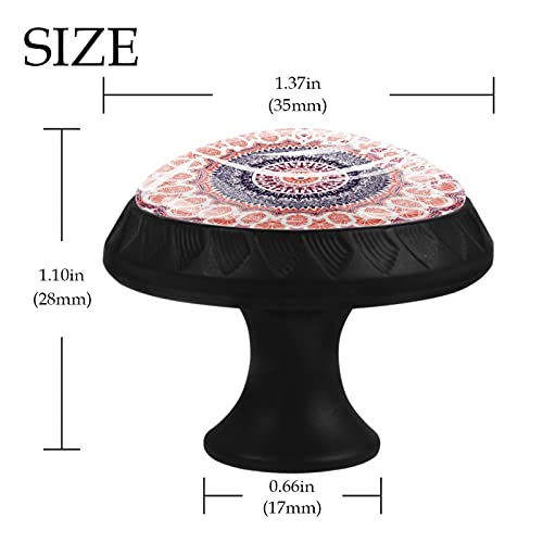 Boutons de tiroir ronds mandala orange 35 mm avec finitions soignées pour commode - 5