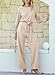 Happy Sailed Womens Loose Long Sleeve Belted Wide Leg Pant Romper Jumpsuit Business Casual One Piece Outfits Medium Apricot