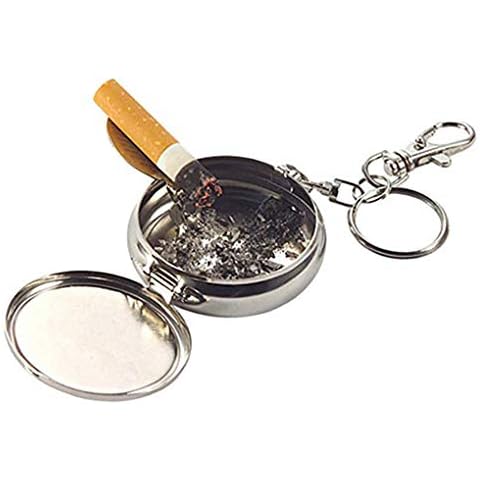 Sunlera Home Mini Outdoors Round Cigarette Keychain Portable Ashtrays Alloy Pocket Smoke Ash Ashtray Keychain Fashion Cover