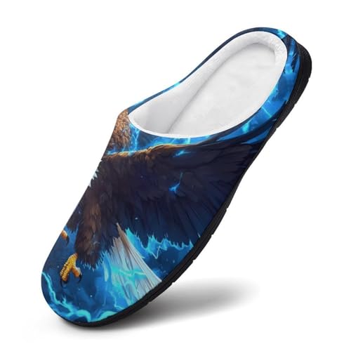 Bald Ea-gle Bird Usa Thundering Womens Cotton Slippers Warm House Shoes for Indoor Outdoor3