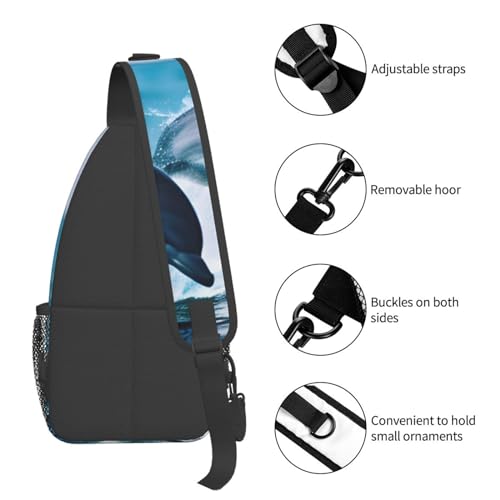 Bolso cruzado para hombre, mochila bandolera deportiva negra miniatura 5