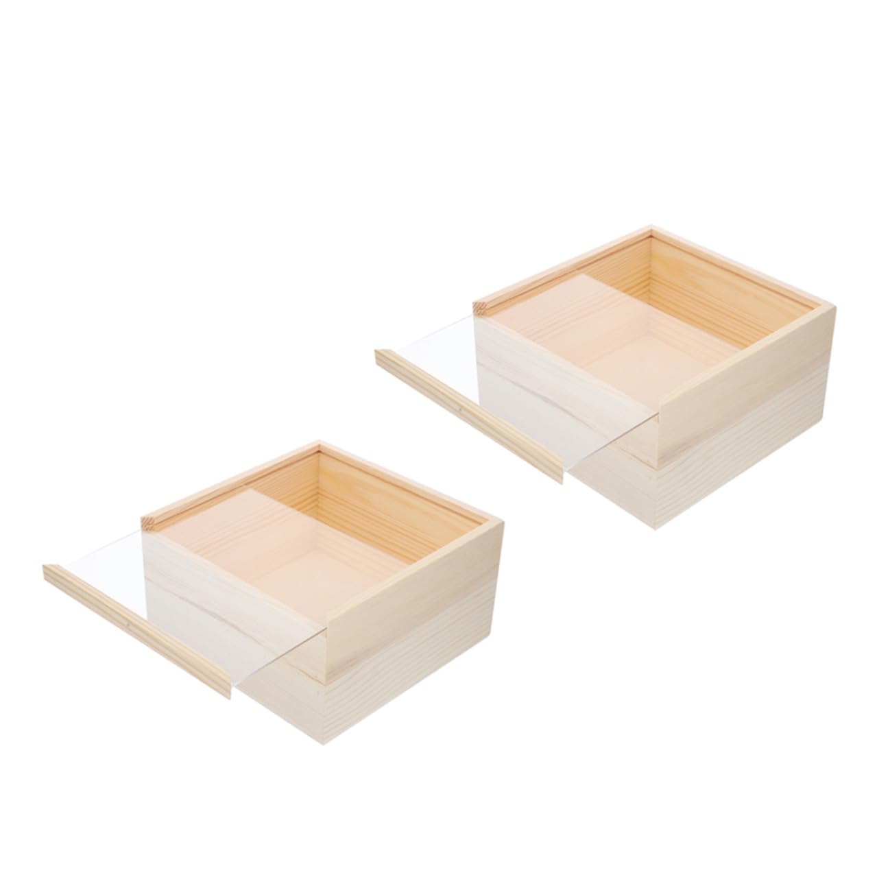 Schmuckkästchen Aufbewahrungsbox mit Schiebedeckel 2 Stück aus Acryl und Holz im Vintage Stil für Ketten und Anhänger für Hochzeiten