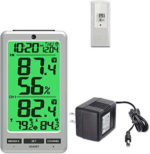 Ambiental Weather ws-24Big dígito 8-Channel Termómetro inalámbrico con adaptador AC