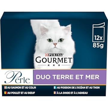 GOURMET PERLE | DUO MARE E CARNE | Adulto Gatto | In Salsa | Confezione da 6 (12 x 85 g) Bustina Freschezza