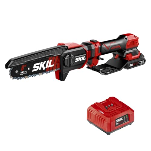 SKIL PWR CORE 20 Brushless 20V 6' Telescopic Mini Chainsaw Kit with Up to 2.8 feet Including 2.0Ah Battery and...