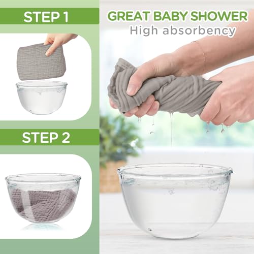 Image of Breling 20 Pcs Baby Muslin Washcloth 12 x 12 Inch 100% Cotton Soft and Absorbent Muslin Washcloth Burp Cloth Wipe Newborn Face Towel for Baby Boy Girl Sensitive Skin(Gray)