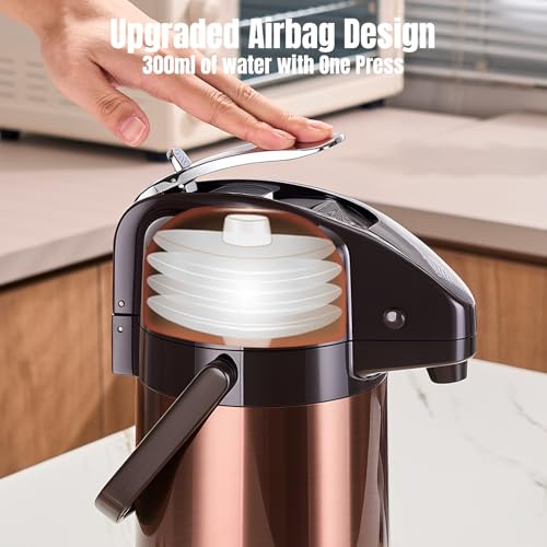 Image of Upgraded Airpot Coffee Carafe with Double Pump - 84oz /2.5L Coffee Carafe for Keeping Hot, Beverage Dispenser for Hot /Cold Beverage (1, Gold Brown)