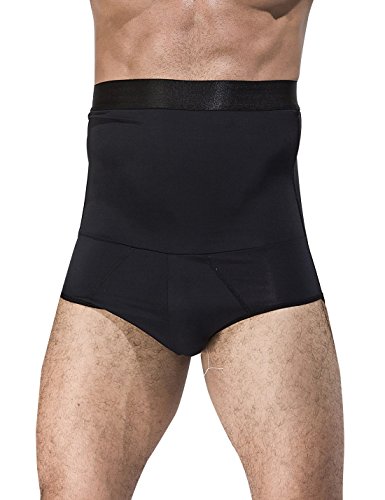 AIEOE - Calzoncillos Adelgazantes Cintura Alta con Faja Reductora de Abdomen Plano Slimming Shapewear para Hombre, Negro, EU L (talla fabricante XL) Cover