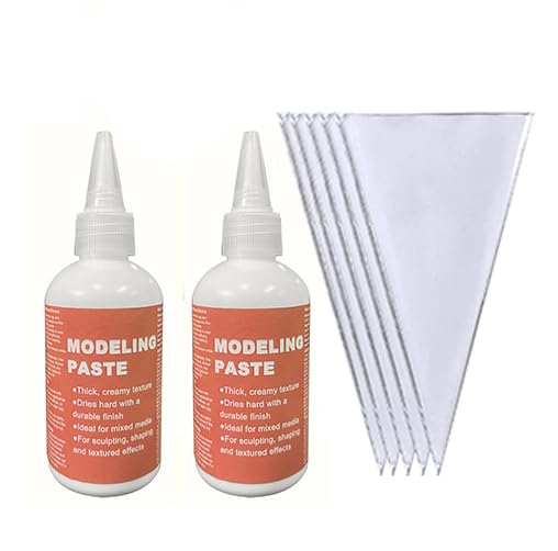 2PCS White Modeling Paste with Piping Bags, Texture Paste Paint for Craft, Modeling Craft Set,Sculpture Art Kit, Perfect for Christmas, Halloween, Thanksgiving & New Year Gifts, 3.5oz/Jar