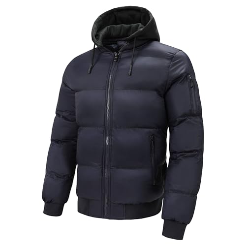 Veste matelassée à capuche pour homme bleu 3XL idéale pour vos sorties d'hiver