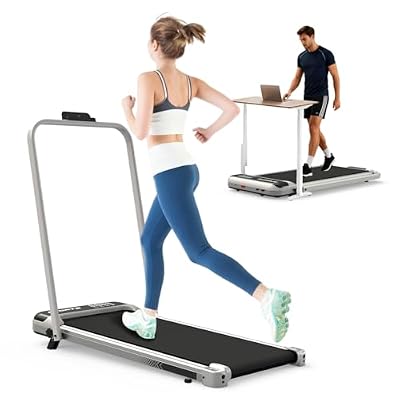 2-in-1 Folding Treadmill for Walking and Running, Silver