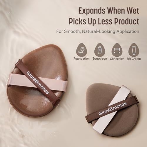Makeup Sponge Set, GloréBrochas 4PCS Micro Porous Foundation Sponge, Latex-Free PU Makeup Puff, Low Absorption 3.2 Inch Soft Dual-Sided Foundation Puff, Individually Wrapped - Thumbnail 7