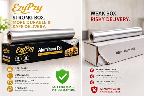 Image of Aluminium Foil Roll, Extra Strong, Non-Stick, Grease Proof, Food Safe, 9 Metres, for Oven, Barbeque and Kitchen Use