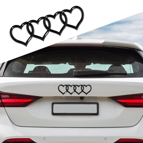 Image of Love Heart Logo Rear Trunk Emblem Badge, 3D Car Exterior Decoration Sticker, Replacement Decal Compatible with Most Cars, Trucks, SUVs