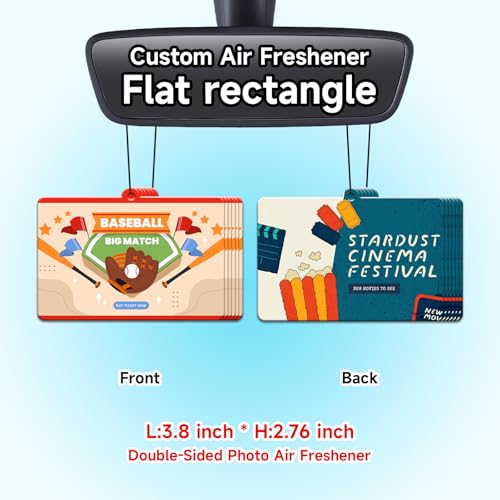 Image of Bulk Custom Car Air Fresheners with Logo or QR Code | Personalized Branded Gifts; 10-1000 Pcs Bulk Orders; Double-Sided Print; Scent Choice Available; Horizontal rectangle Shape