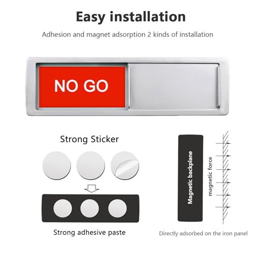 Image of Go No Go Sign,Magnetic Slider Door Signs For Home, Office Restroom Conference Hotels,Easy To Read, Non-Scratch Room Status Tells Whether Go No Go,7'' x 2'' - Silver