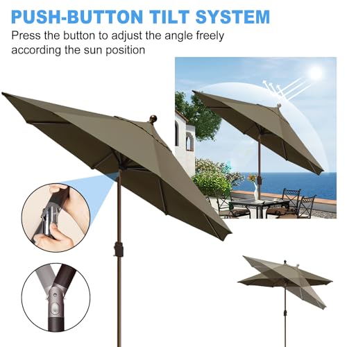 Eurmax USA 10-Year-Non-Fading 10FT Outdoor Patio Market Umbrella,UPF50+ UV Resistant Sun Shade,Heavy Duty Commercial Grade,Crank Lift&Tilt,Windproof Vented Top for Garden,Pool,Deck,Taupe by Eurmax - Used condition - Image 5