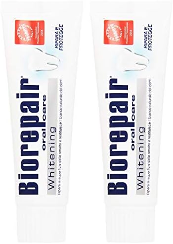 Biorepair: "Whitening" Toothpaste with microRepair * 2.5 Fluid Ounce (75ml) Tubes (Pack of 2) * [ Italian Import ]