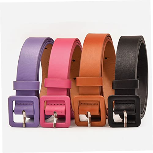 4pcs Waist Belts Imitation Belts for Stylish Small Square Buckle in Red Lightweight Flexible for Jeans and Dresses4