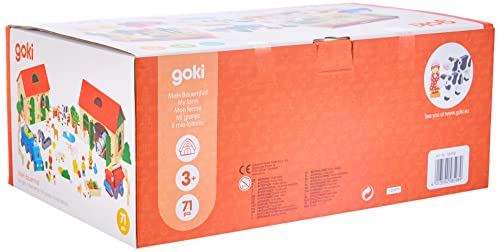 Goki Mein Bauernhof – 71-teiliges Holzspielzeug für Kinder ab 3 Jahren – Fördert kreatives Spielen und Lernen, robust und nachhaltig