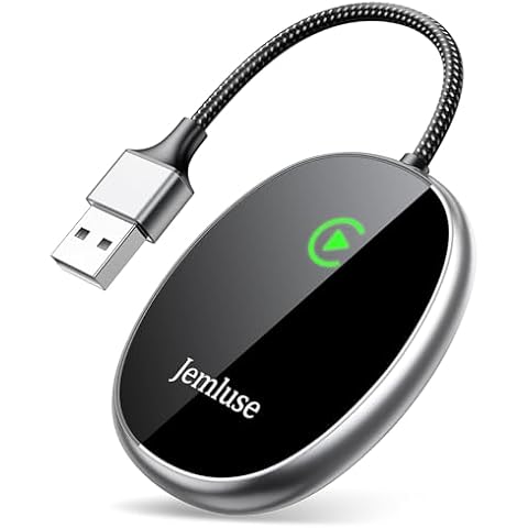 Jemluse Wireless Carplay Adapter for iPhone, Zero Latency Converts Wired to Wireless Car Play for Wireless Control, Instant Connection Dongle Fit for Cars from 2015 & for Apple iOS 10+ Stone Gray Cover