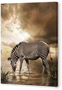 BWSPACE Zebra Canvas Wall Art African Wildlife Zebra Realistic Portrait Canvas Decorative Painting For Office Living Room Bedroom
