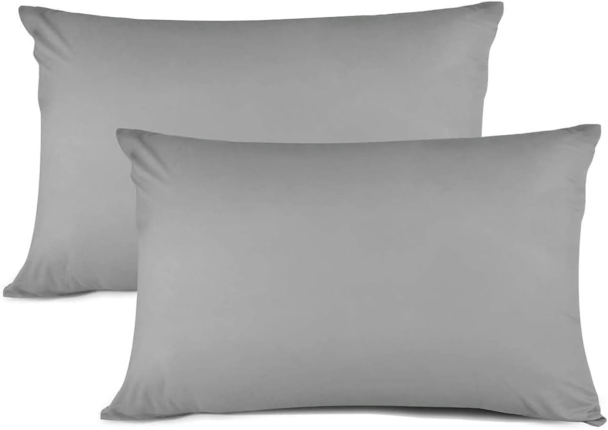 Pillow cases 4 Pack – Soft Brushed Microfiber Envelope Closure (Grey Silver, 4 PACK)