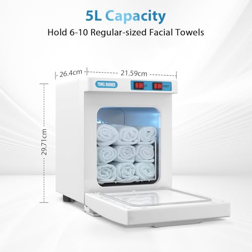 Towel Warmer, Towel Heater Cabinet, Heated Towel Steamer Quick Heating Towel Warmer with Towel Clip Fast Heating to 202 F, Large Capacity Beauty Towel Warmer for Spa, Facials, Shaving (White)