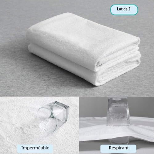 Bedecor Lot de 2 Protège Oreillers 60x60cm avec Zip de Fermeture, Imperméable Doux et Confortable Hypoallergénique Taies d'oreiller, Lavable en Machine, Blanc – vue 5
