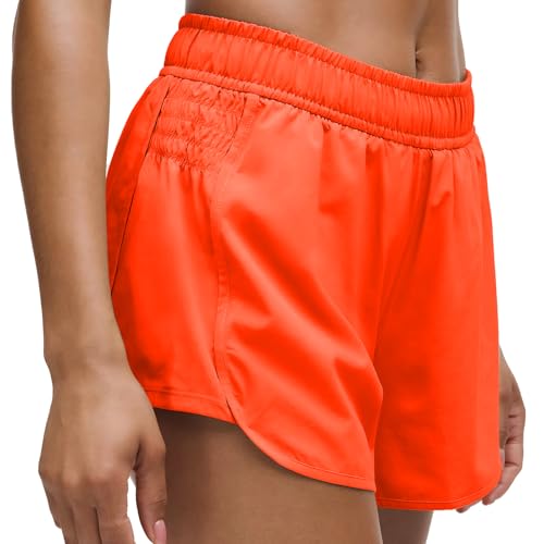 NEXSONIC Athletic Shorts for Women Hight Waisted Ruched Side Running Shorts with Liner for Workout Gym Tennis Active Medium Orange Red