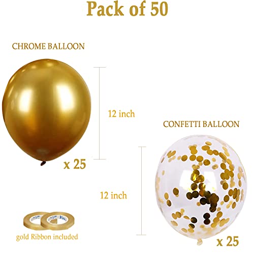 Image of AMFIN Confetti Balloons for Decoration /Confetti Combo Balloons /Birthday Confetti Balloons /Confetti Gold Balloons /Gold Theme Decoration /Party Gold Balloons /Anniversary - Pack of 50