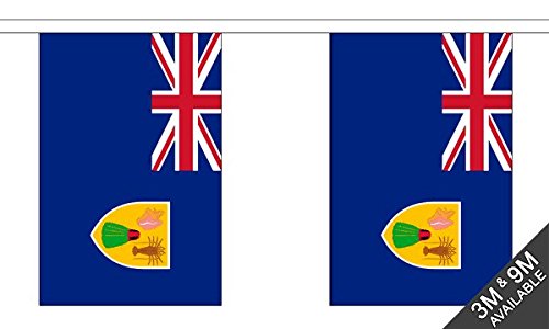 Flagtex Turks and Caicos Islands Fabric Bunting – 9m with 30 Flags – Fabric for Indoor & Outdoor Use – String Flags Banners Caribbean British Territory Island — image 1