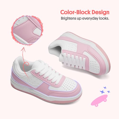 FabKids Girls Tennis Shoes Breathable Lace-Up Sneakers Pink Toddler 10 by FabKids - Used condition - Image 3