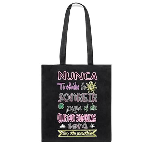 Docliick. Bolso Tote bag con Frase Motivadora y Mensaje. Regalo Motivador para Mujer. Bolso tela compracon mensaje motivador.Algodón 100% -Nunca te olvides de sonreir | Ya disponible en tu tienda friki favorita! En mundofriki.es! Docliick. Bolso Tote bag con Frase Motivadora y Mensaje. Regalo Motivador para Mujer. Bolso tela compracon mensaje motivador.Algodón 100% -Nunca te olvides de sonreir | Ya disponible en tu tienda friki favorita! En mundofriki.es!