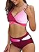 Adigaber Damen Zweiteiliger Badeanzug V Ausschnitt überkreuztes Blumenmuster Bikini Bademode Bauchkontrolle Bikini Sets
