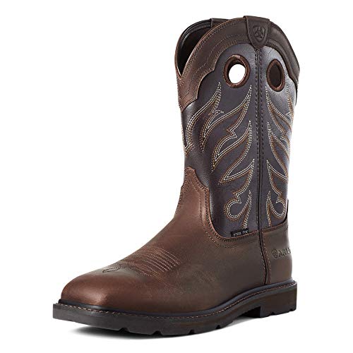 ARIAT BMVY9 Mens Groundwork Wide Square Toe Steel Toe Brown/Bitter Brown 12 Wide