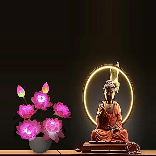 Yunbiaosen FL-HP-CDLH02 Lotus Light Led Flower Lights Buddha Lamp Fo Lamp Artificial Lily Flower Lamp 7 Heads thumb #5
