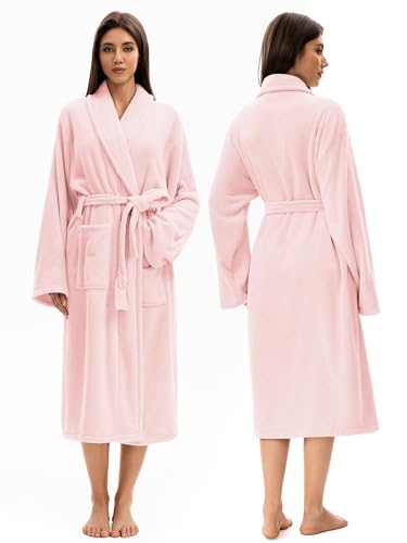 Image of Soft Robe For Women,Warm Plush Bath Robes Female,Spa Towel After Shower Lightweight Long Bathrobe