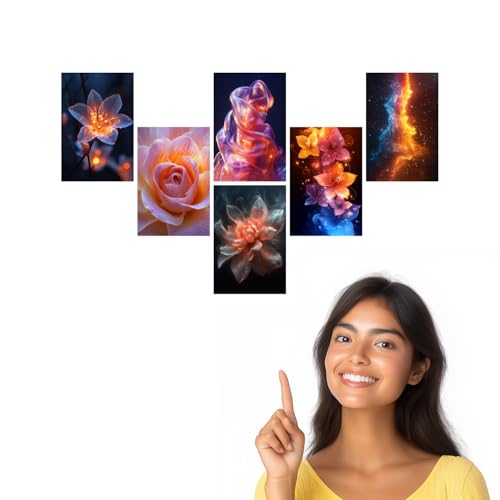 Image of SiddArtify Floral Wall Art Prints Set - Abstract Flower Poster Decor for Living Room Bedroom Office - Set of 2-4x6 Inch - Board (Pack of 6) - Sticker (Pack of 6)