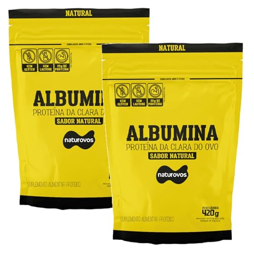 Kit 2x Albumina Naturovos 420g Sabor Natural Proteína do Ovo Sem Glúten