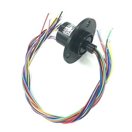GeeBat Mini Capsule Electrical Slip Ring 22mm 300RPM 250VDC/VAC 6/12/24 Wires CIRCUITSx2A for monitor Robotic Test equipment (12 Wires w/Flange)