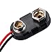 BBTO 20 Pack 9v Battery Clip Connector Holder Long Cable Connection Hard Cover Black Red Holder (I Type)