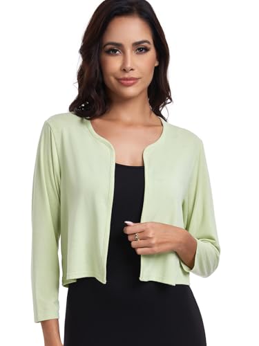 Womens Cropped Cardigans Lightweight 3/4 Sleeve Knit Bolero Shrugs Sweater Tops4