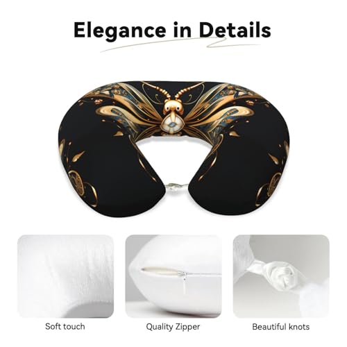 Almohada de viaje viscoelástica forma U lavable negra miniatura 3