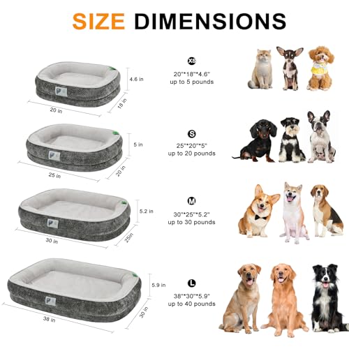 Dog Beds for Small Dogs,Orthopedic Bed with Removable Cover&Non-Slip Bottom Couch Bed with Four-Sided Bolster Grey S - Image 3